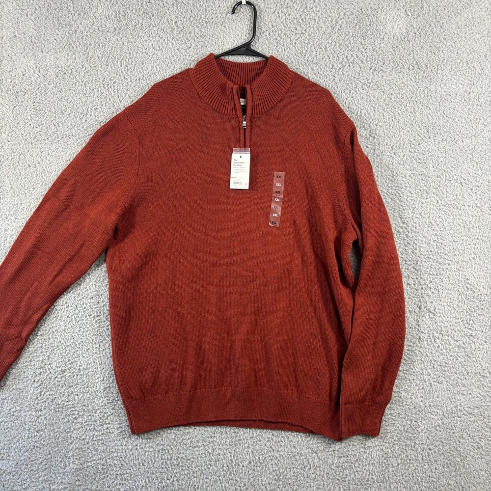 Sonoma Goods For Life Mens XXL Supersoft Quarter‎ Zip Sweater Rust Orange